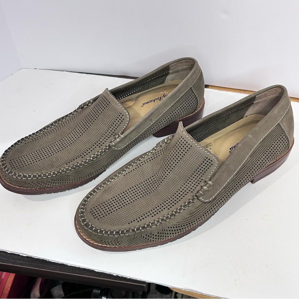 Tommy Bahama Felton Loafer Nubuck Perforated Slip-On Shoes Mushroom Size 8.5D